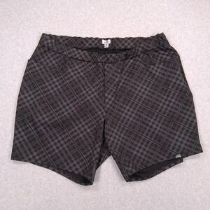 One Bone Shorts Mens Sz E 3XL 42" Dark Gray Red Plaid Drawstring Casual Canada